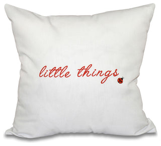 16"x16" Little Things, Word Print Pillow, Red