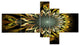 Dark Yellow Digital Flower, Abstract Wall Art Canvas, 60"x32", 5 panels