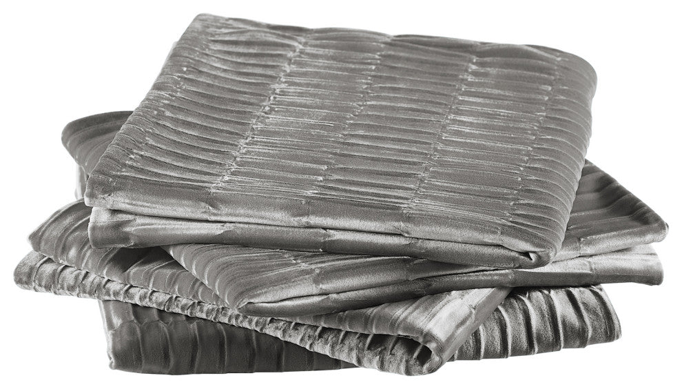Pleated Velvet Pillow Covers, Set of 2, Silver, 26"x26"