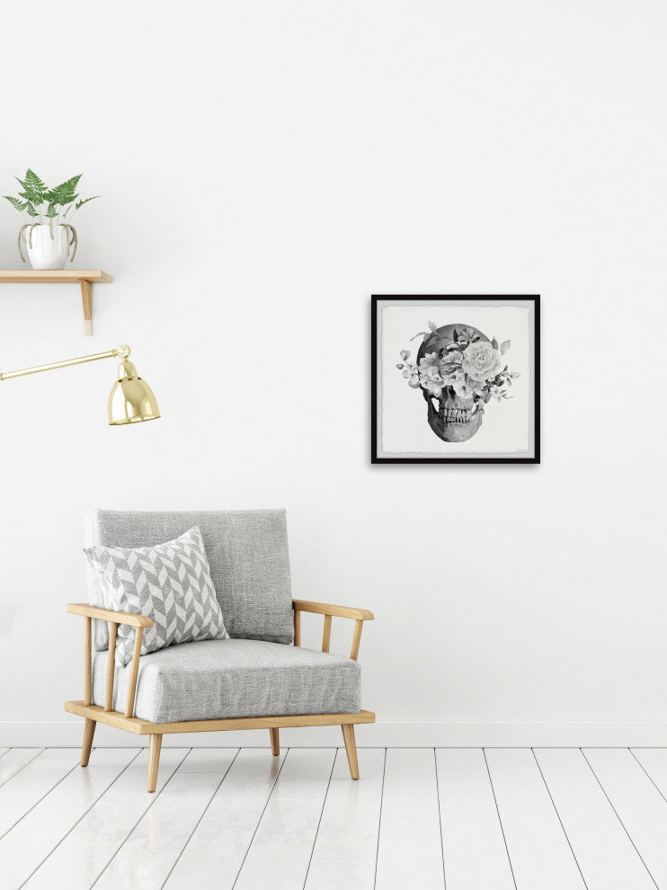 "Roses and Skull" Framed Painting Print, 18x18