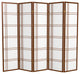 6' Tall Double Cross Shoji Screen, Walnut, 5 Panels