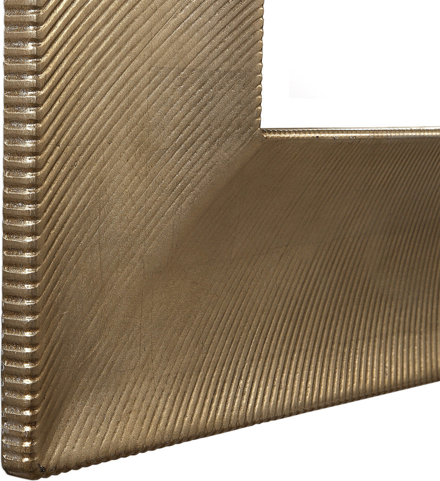 Ribbed Champagne Oversize 60" Wall Mirror, Silver Gold Textured Classic Large