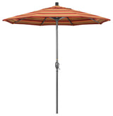 7.5' Gray Push-Button Tilt Crank Lift Aluminum Umbrella, Sunbrella, Astoria Sunset