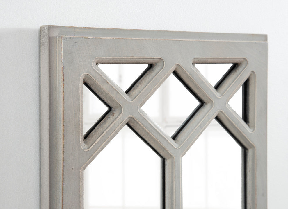 Gramlock Wood Wall Mirror, Gray, 13x48