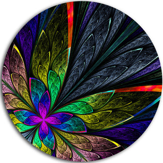 Multi Color Fractal Flower Pattern, Floral Round Wall Art, 36"