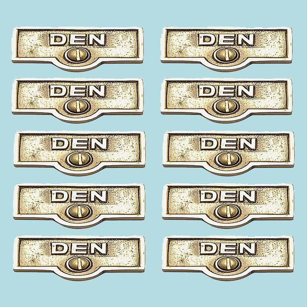 10 Switch Plate Tags DEN Name Signs Labels Lacquered Brass |