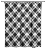 Black and White Diamond Plaid 71x74 Shower Curtain
