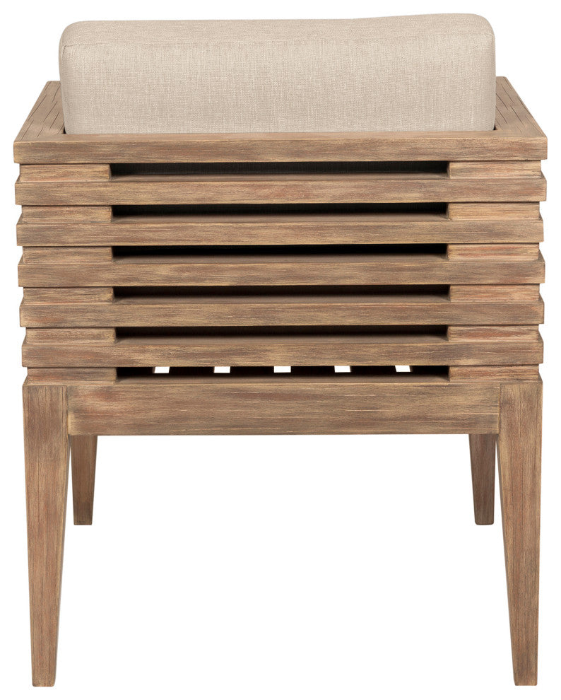 Vivid Outdoor Patio Dining Chair, Light Eucalyptus Wood Taupe Olefin Cushions