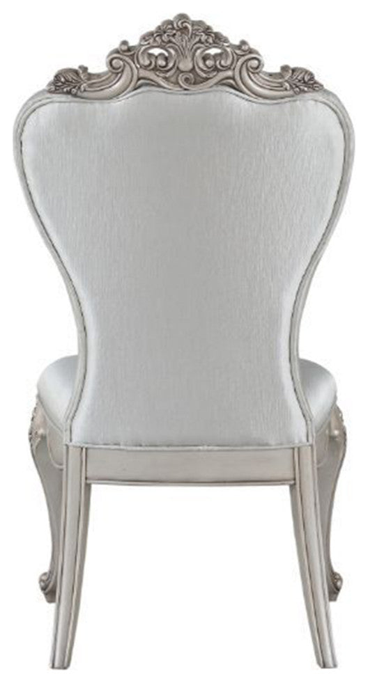 Set of 2 Upholstered Side Chair, Cream/Antique White Finish