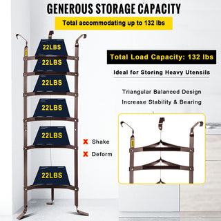 VEVOR Cookware Stand Vertical Pot Rack 6-Tier Storage Kitchen Decor Steel 61". H