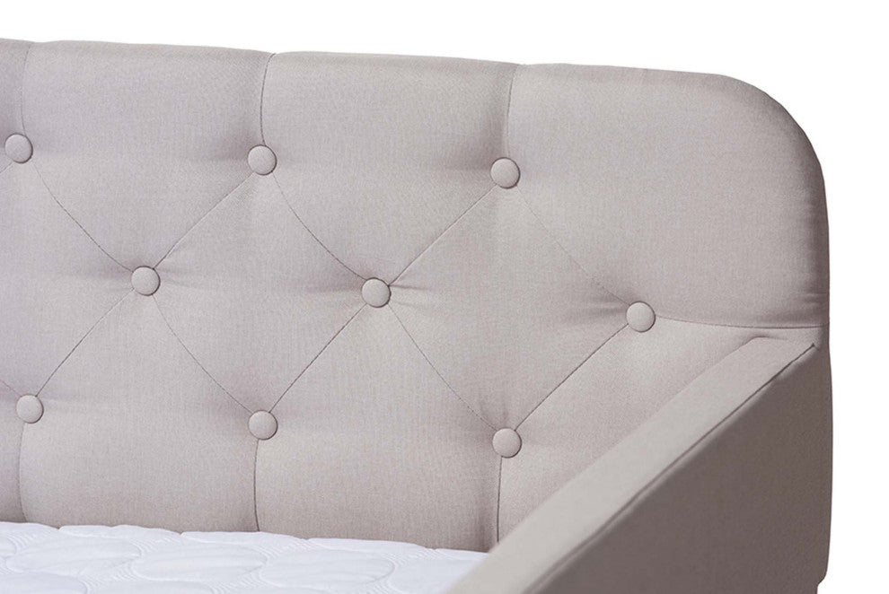 Carly Fabric Upholstered Button-Tufted Twin Size Sofa Daybed With Trundle Bed, B