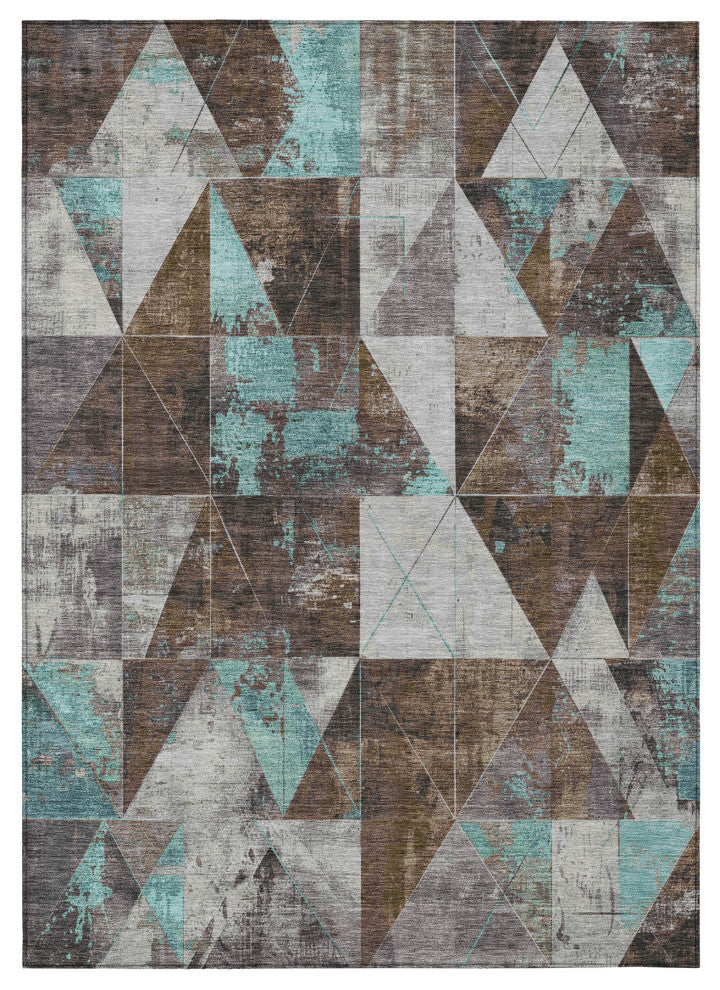 Machine Washable Indoor/Outdoor Chantille ACN1888 Chocolate 5' x 7'6" Rug