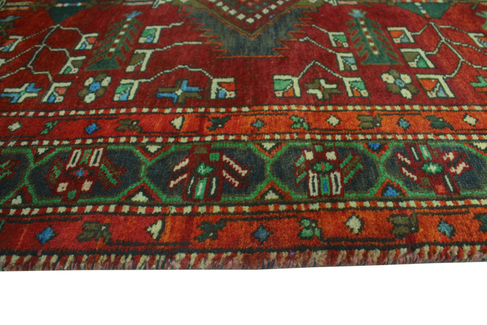Fine Vintage Distressed Aria Red/Green Runner, 3'7x12'2