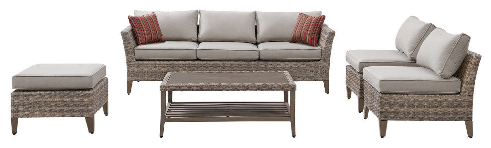 Ove Decors Bottega 5-Piece Conversation Set, Light Brown and Beige