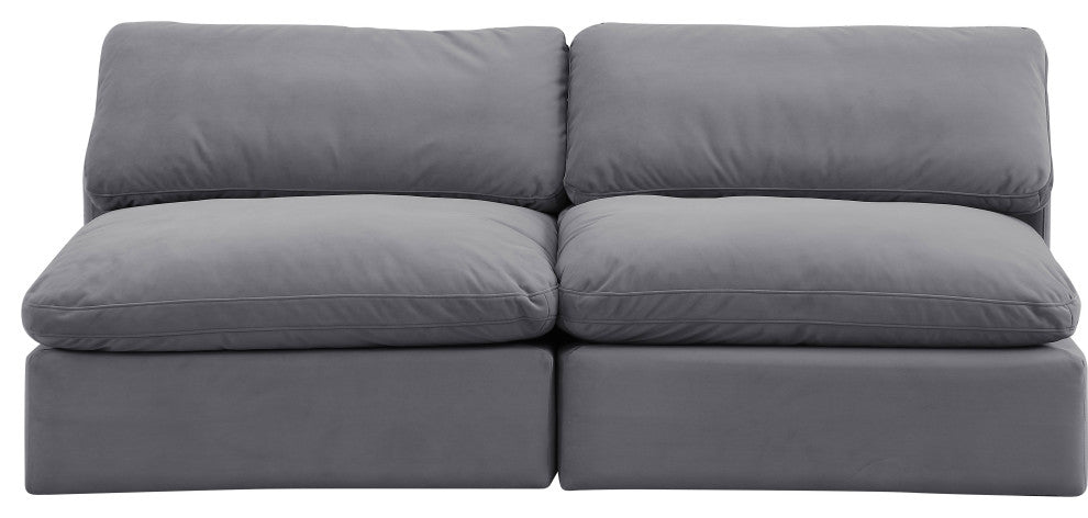 Comfy Upholstered Modular Sofa, Grey, 2-Piece: 2 Armless Chair, Velvet