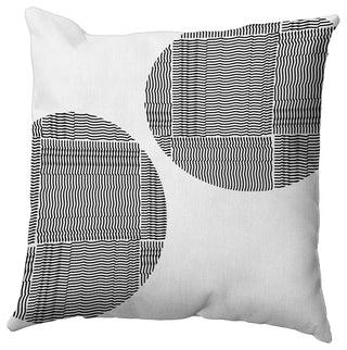 Circles and Squares Polyester Indoor Pillow, Raven Black, 26"x26"