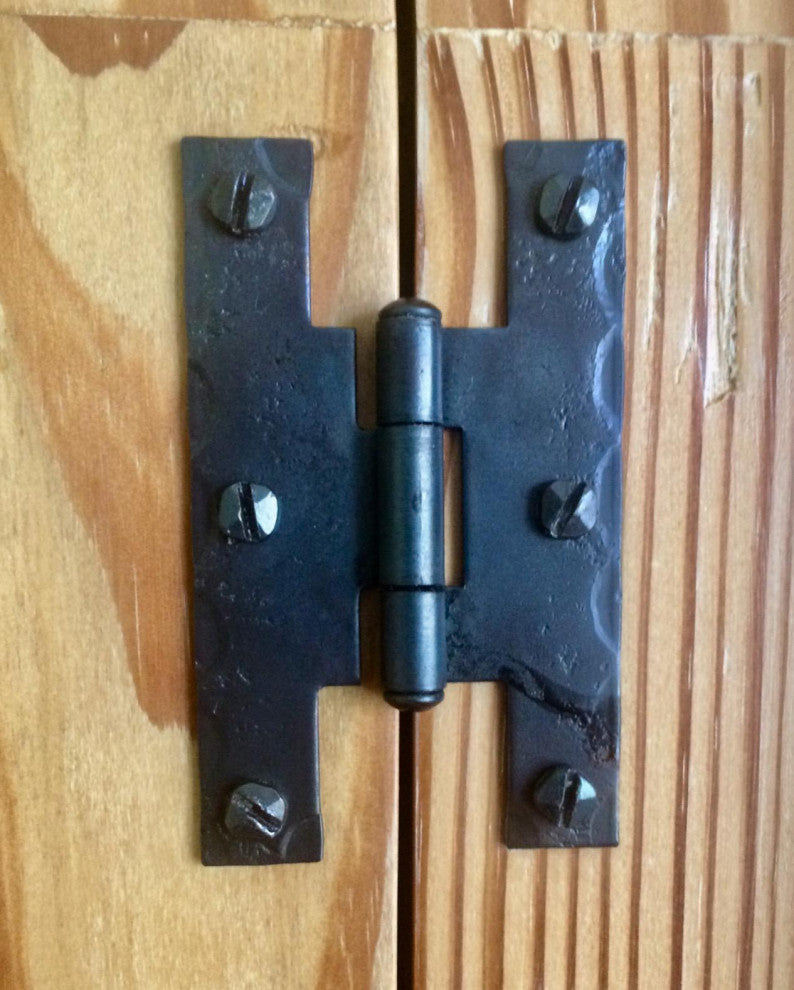 Black H Flush Hinge 3" L Wrought Iron Kitchen Cabinet Door H Straps Pack of 6