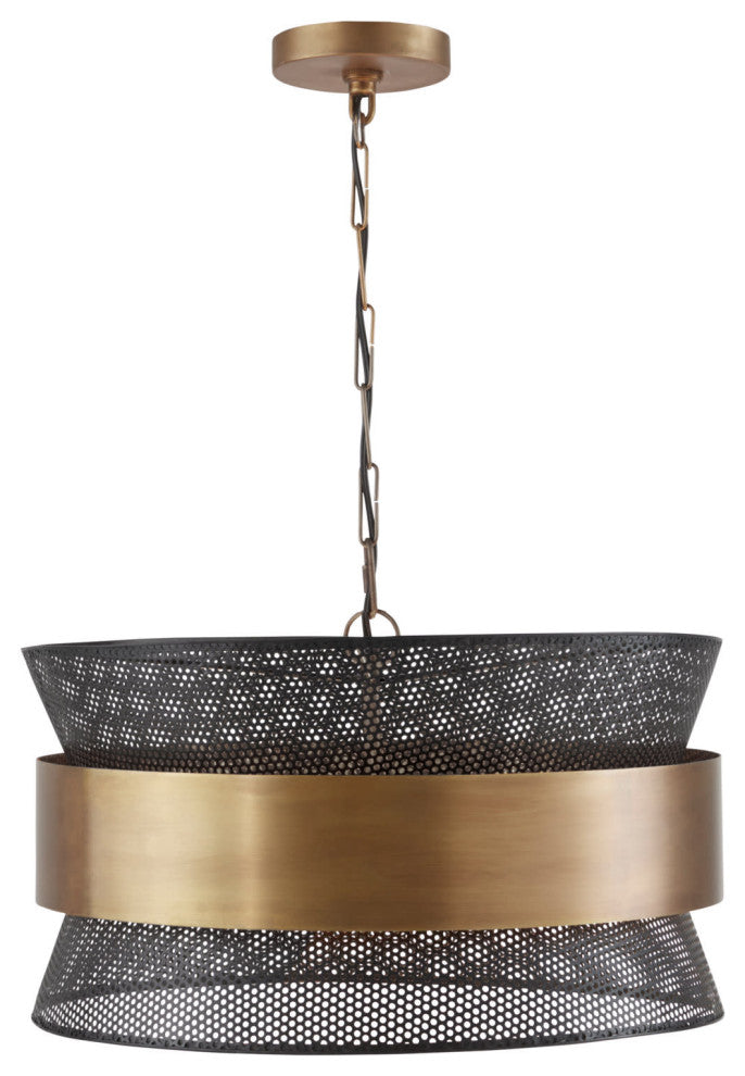 Capital Lighting 330447 4 Light 12" Tall Pendant - Patinaed Brass / Black