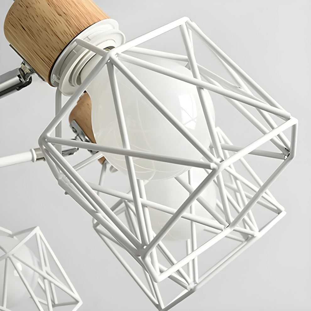 Lancy | Modern Creative Wooden Ceiling Chandelier for Living Room, Bedroom, White, 6 Lights