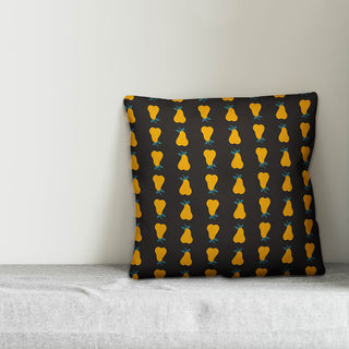 Pear Pattern, Yellow Throw Pillow, 16"x16"