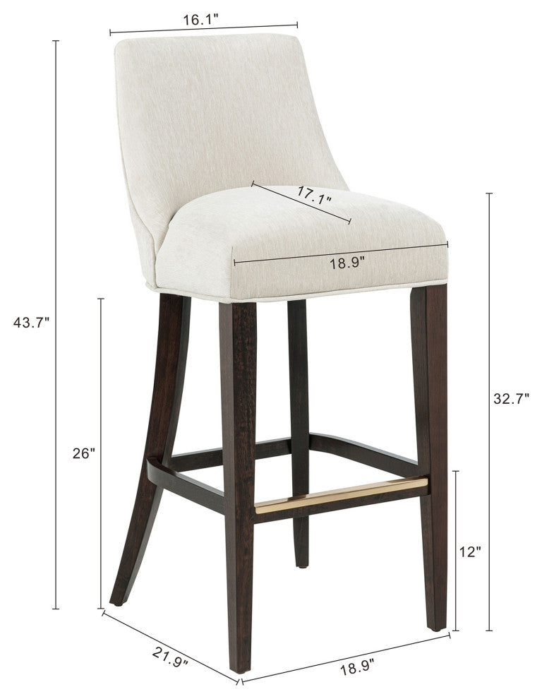 Manhattan Comfort Beever Barstool, Cream, Set of 3