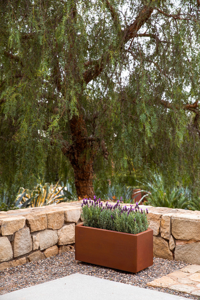 Metallic Series Corten Steel Long Box Planter, Small