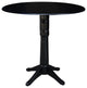 Tall Dining Table, Carved Pedestal Base & Dual Drop Leaf Top, Black