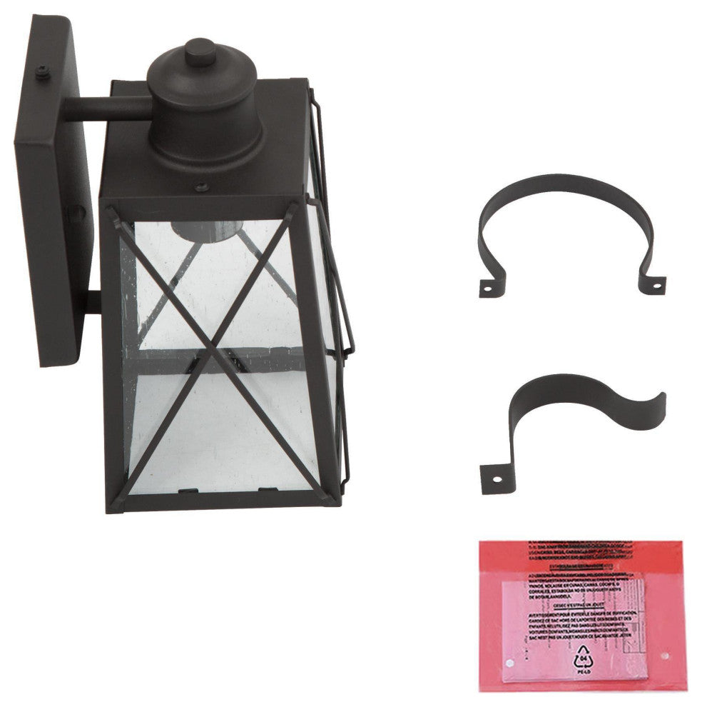 LNC 1-Light Modern Farmhouse Black Outdoor Wall Light With Glass Shade