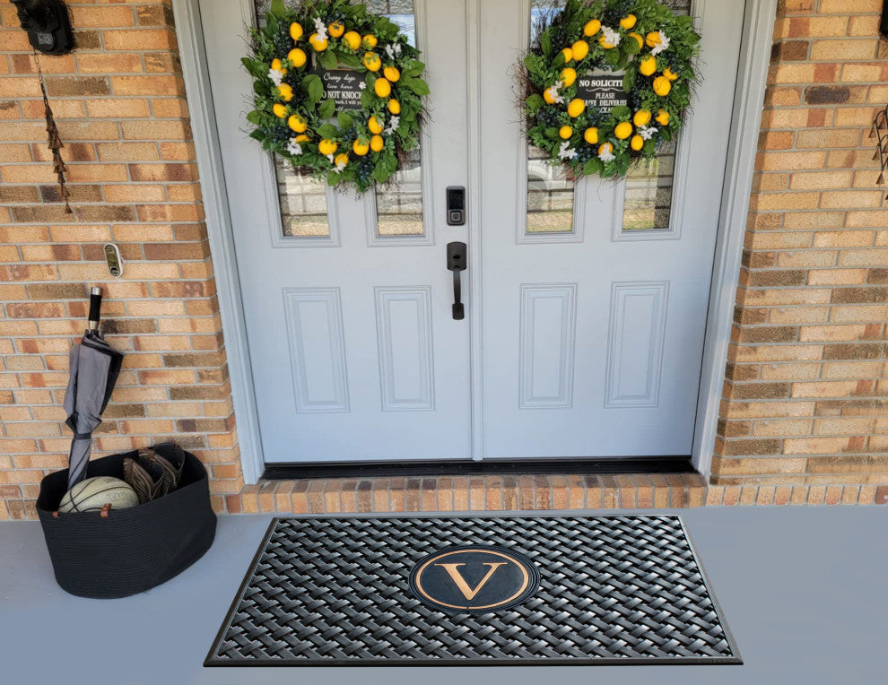A1HC 100% Rubber Monogrammed Heavy Duty Durable Doormat 24"x39" V