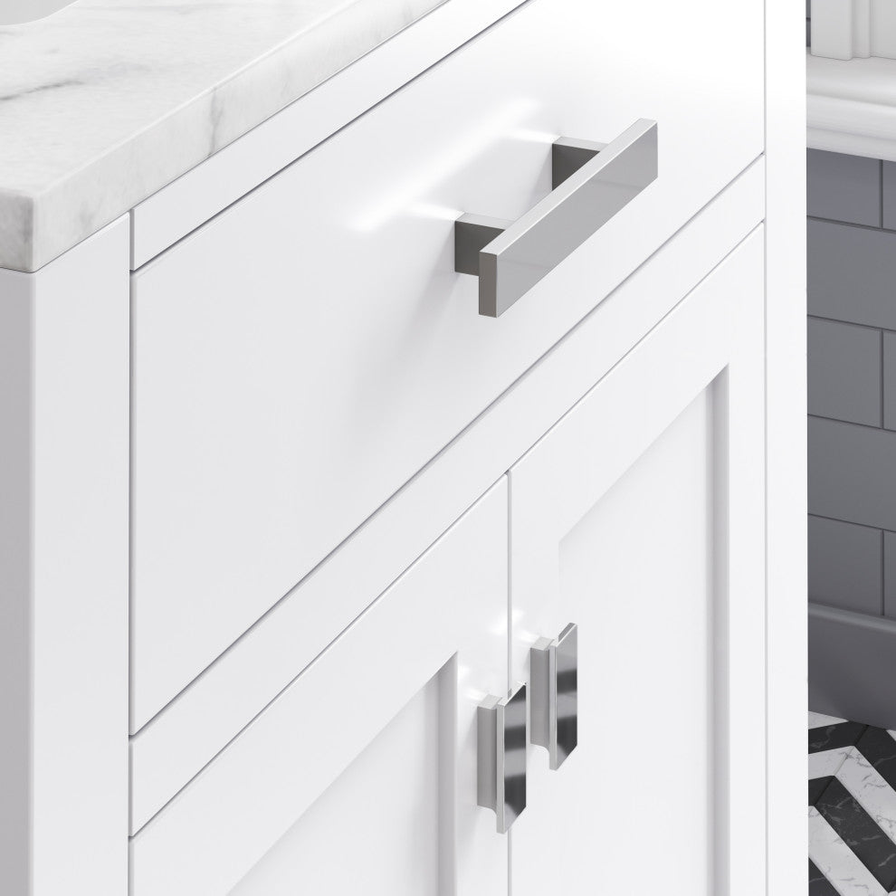 Madison Pure White Bathroom Vanity, 30", No Mirror, One Faucet