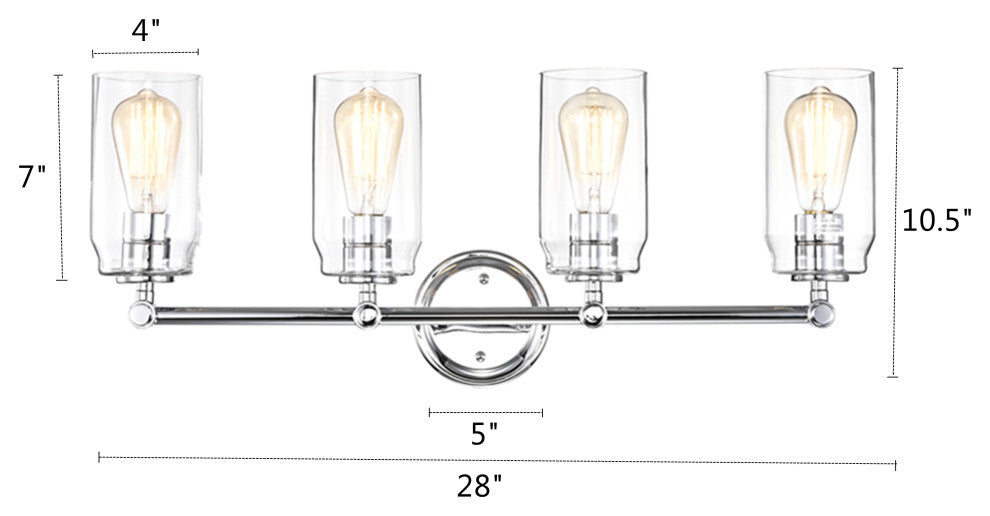 CHLOE Lighting Joyce Contemporary 4-Light Bath Vanity Fixture, Chrome