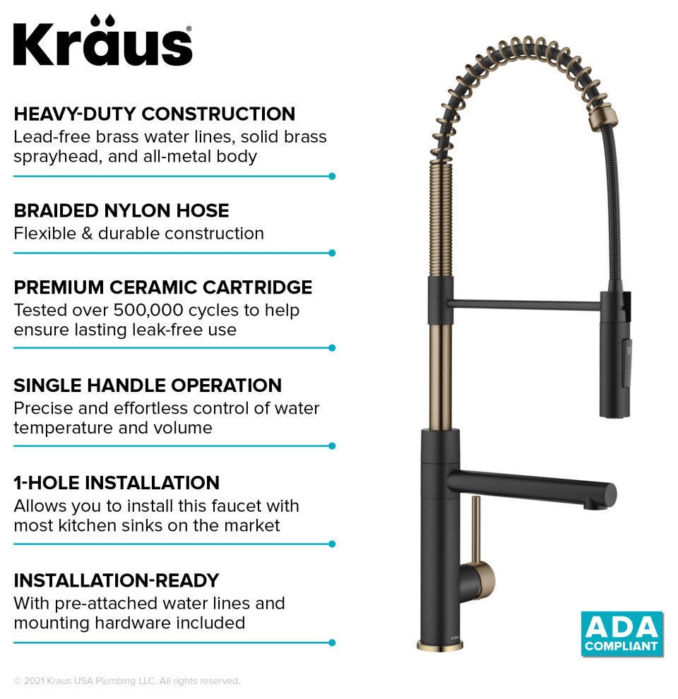 Pulldown Pot Filler Kitchen Faucet, Bronze/Matte Black