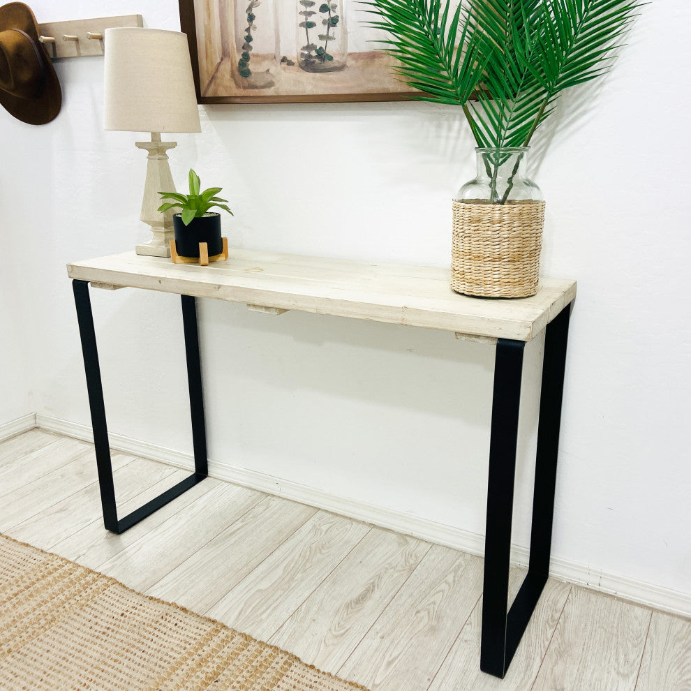 Barn Walls Bedroom Console Table Accent Table, Handcrafted, Antique White, 48" Length