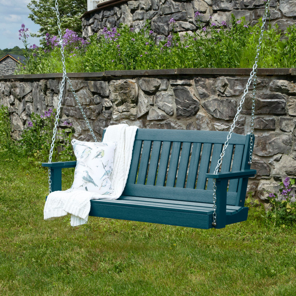 Linden Porch Swing 4', Aquatic Blue
