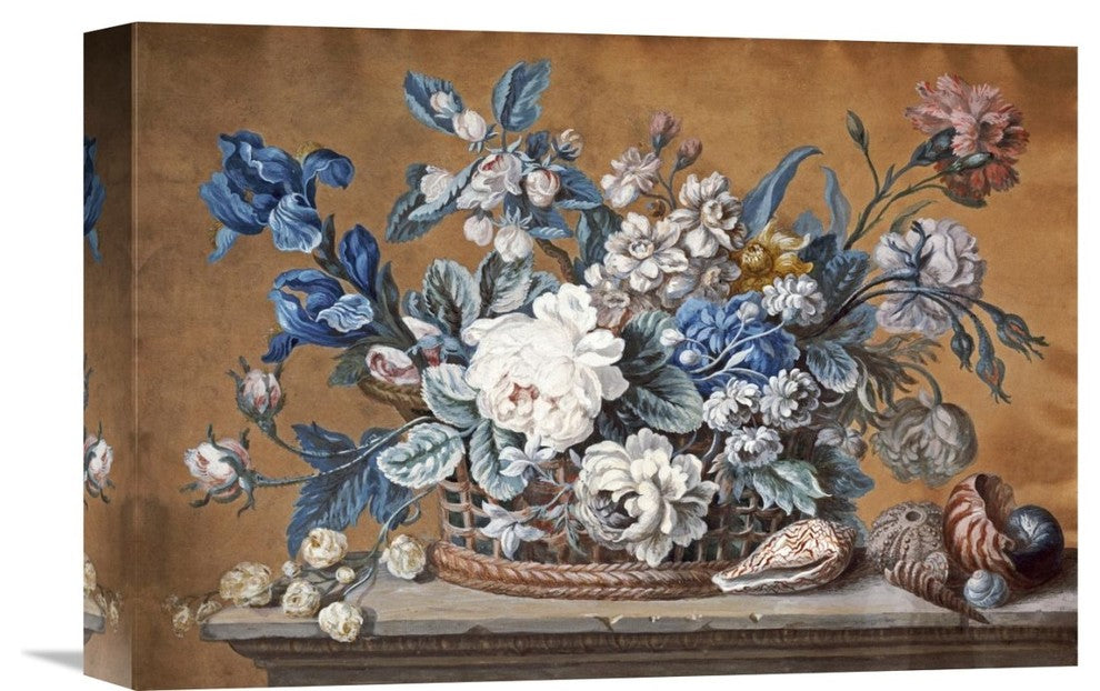 "A Basket of Dahlias, Delphiniums" Canvas Giclee by Peter Mazell, 16"x11"