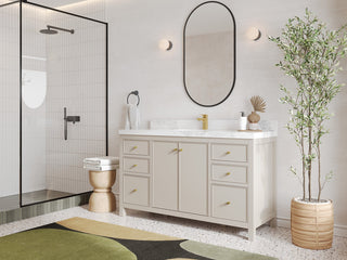 Chicago 60" Single Sink Bathroom Vanity, Fine Grain 2" White Quartz