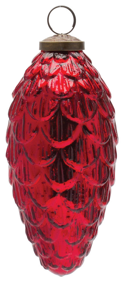 Mercury Glass Pinecone Ornament, Set of 6