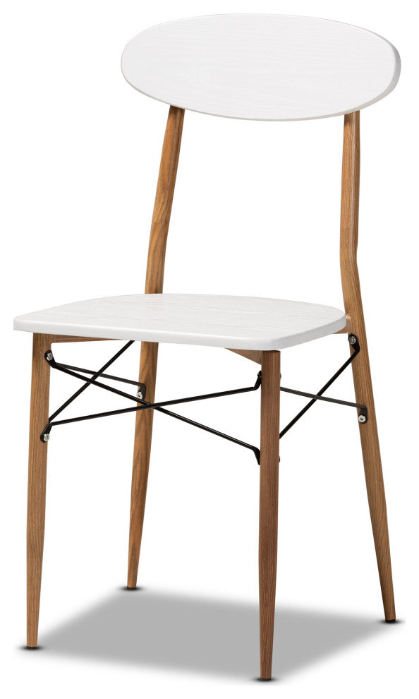 Wayne Modern and Contemporary White and Walnut Finished Metal 5-Piece Dining Set