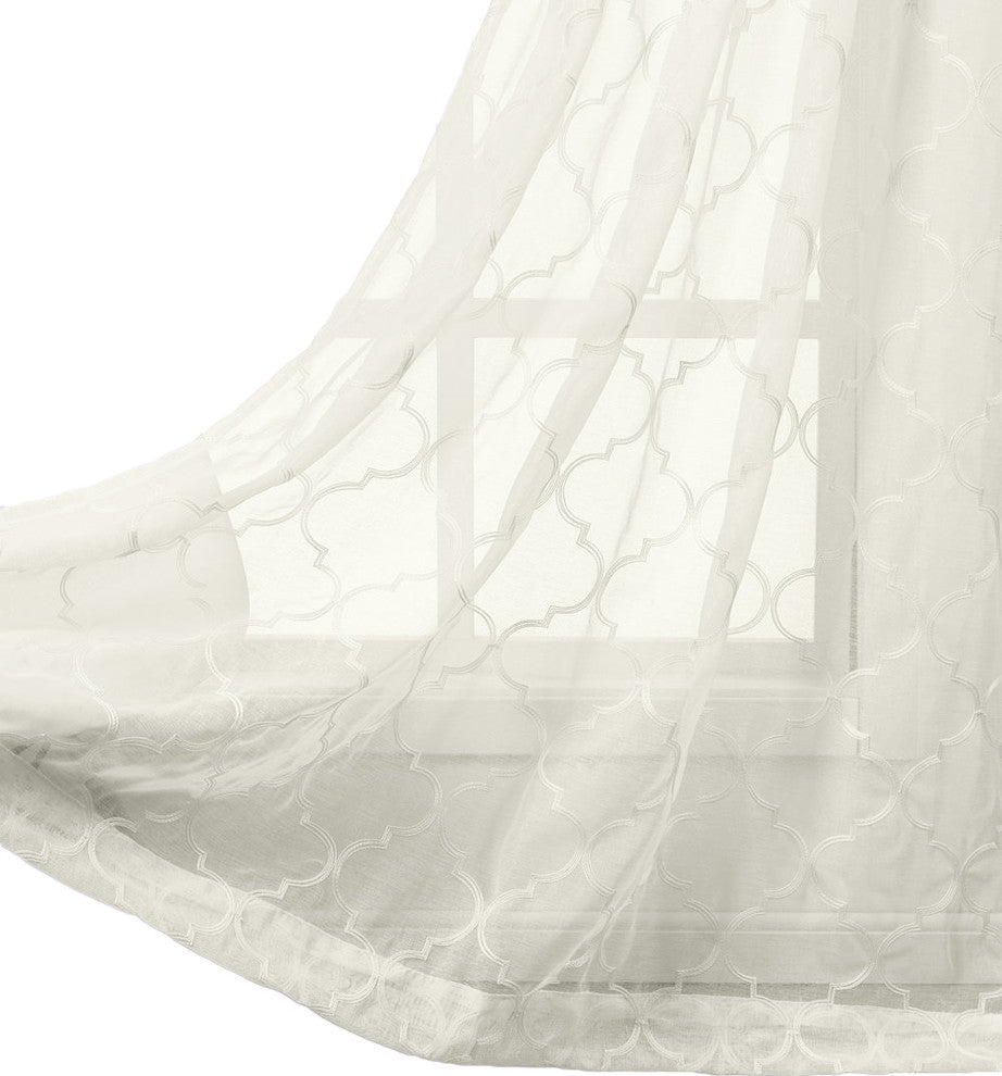 Miller 2PC Sheer Grommet Embroidered Panels, Beige, 108"x96"