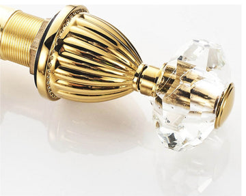 Lyon Widespread bathroom Sink Faucet Crystal Handles Mixer Gold