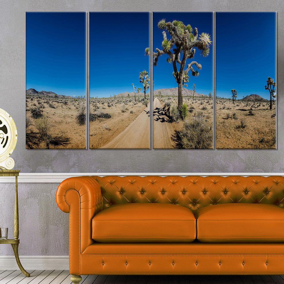 "Sandy Desert Road Panorama" Landscape Wall Art Print, 4 Panels, 48"x28"