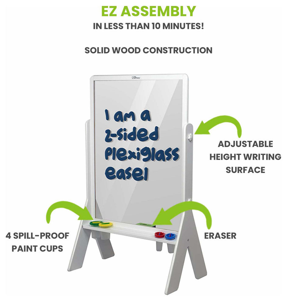 Little Partners Peek-A-Boo Adjustable Height Art Easel, Soft White