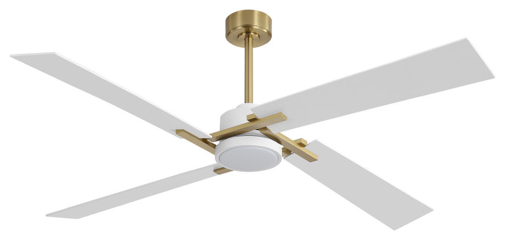 72" 4-Blade DC Motor Ceiling Fan with Dimmable LED and Remote Control, Gold/White