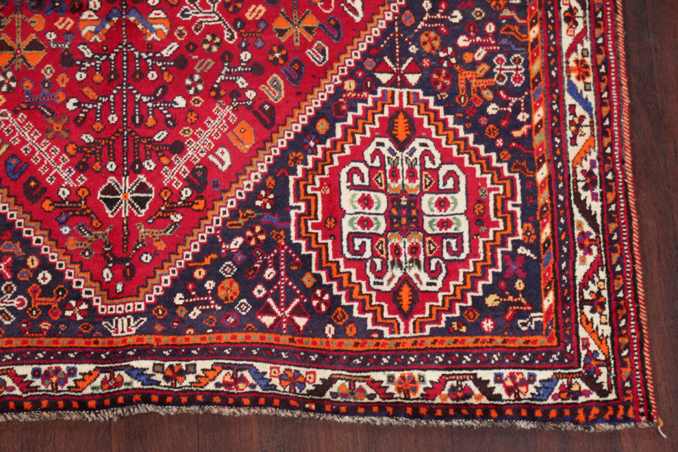 Consigned, Oriental Traditional Hand-Knotted Vintage Persian Area Rug, Red, 5x8