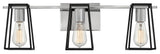 Hinkley Filmore 24" Three Light Bath Vanity Fixture, Chrome + Black
