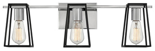 Hinkley Filmore 24" Three Light Bath Vanity Fixture, Chrome + Black