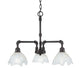 Vintage 3 Light Chandelier, Dark Granite Finish With 7" Gold Ice Glass