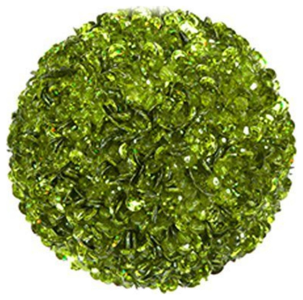 Lavish Lime Green Fully Sequined and Beaded Christmas Ball Ornament, 4.25"