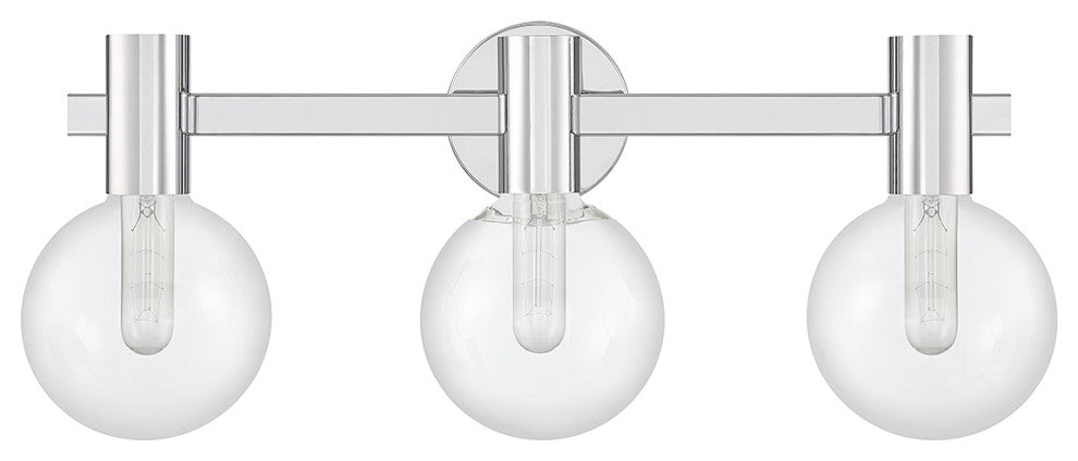 Wright 3-Light Bathroom Vanity Light, Matte Black, Chrome
