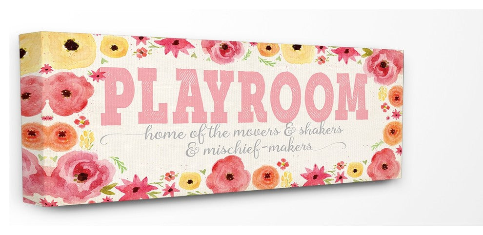Stupell Ind. Home Of Mischief Makers Pink Canvas Art, 13"x30"